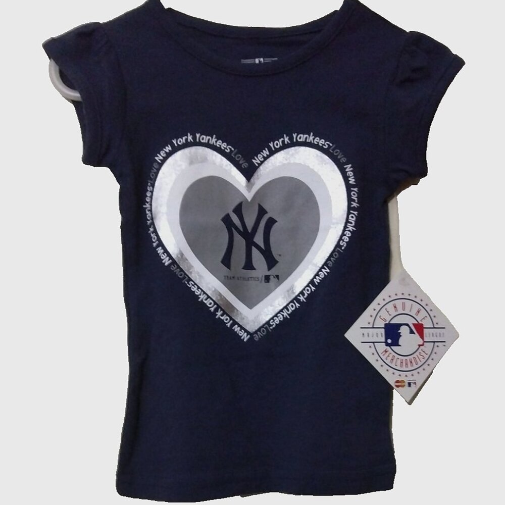 New Officially Licenced Genuine Blue Girls New York Yankees T-shirt Heart 12M